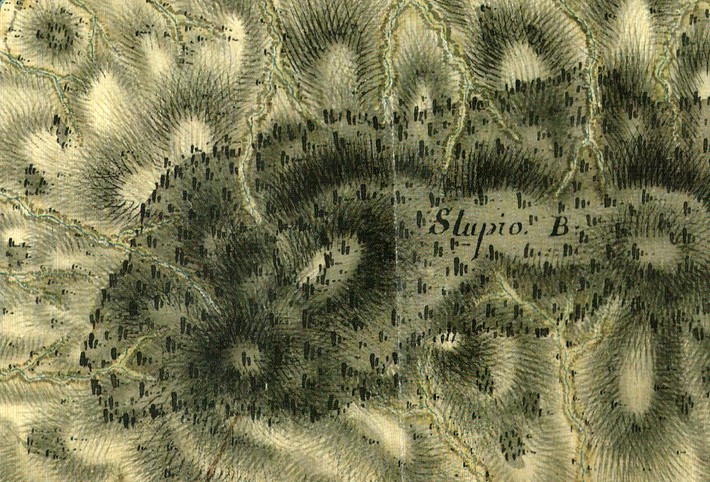 Mapa józefińska zwana mapą Miega, Mapa Królestwa Galicji i Lodomerii 1779-1782, powiększenie Łopienia